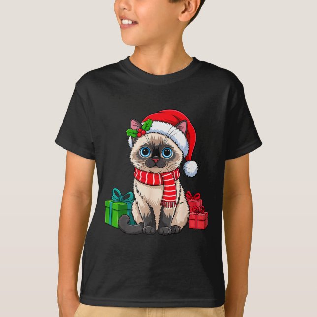 Camiseta Christmas Siamese Cat Holiday Kitten Xmas Men Wome (Anverso)