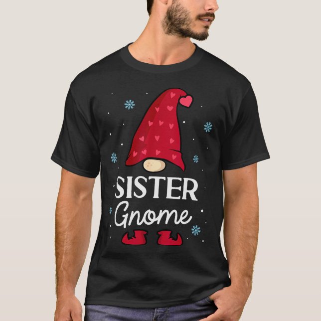 Camiseta Christmas Sister Gnome Dwarf Garden Gnome Family  (Anverso)