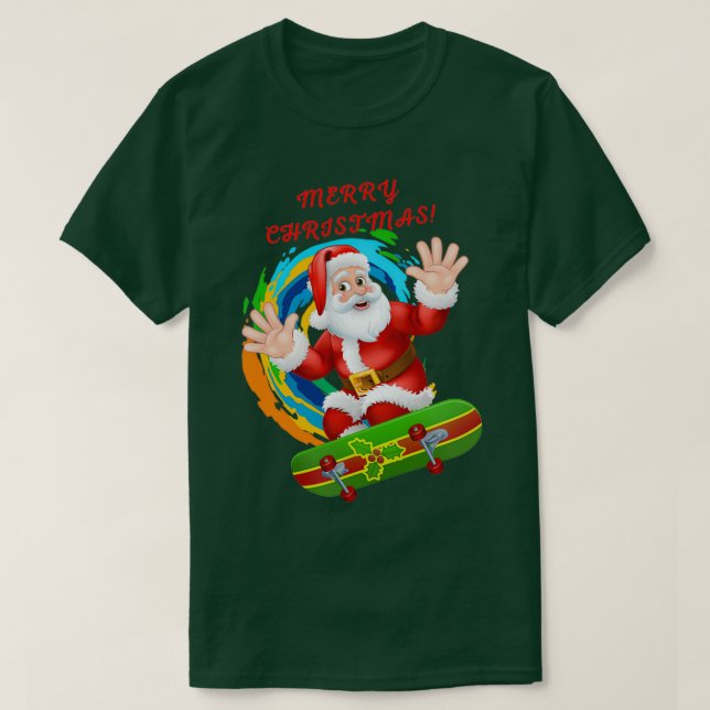 Camiseta Christmas skateboarding santa 146 (Diseño del anverso)