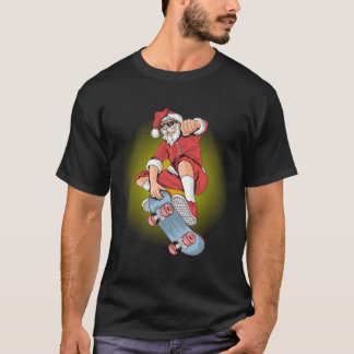 Camiseta Christmas Skateboarding Santa  Xmas Gift for Him H