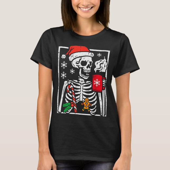 Camiseta Christmas Skeleton Hot Chocolate Xmas Men Women Ki (Anverso)