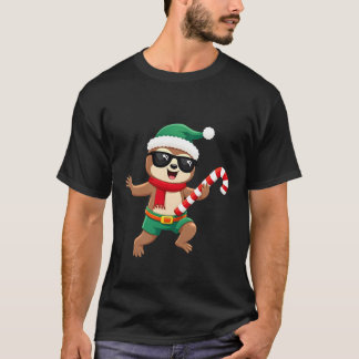 Camiseta Christmas Sloth Elf Peppermint Candy Cane Shirt Gi