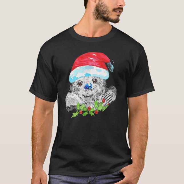 Camiseta Christmas Sloth Merry Christmas Happy Holidays (Anverso)