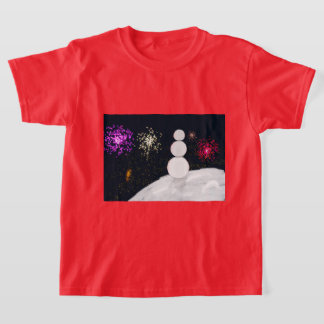 Camiseta Christmas Snowman and fireworks kids t-shirt