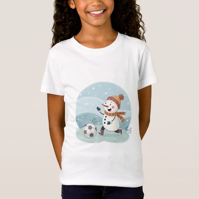 Camiseta Christmas snowman playing soccer (Anverso)