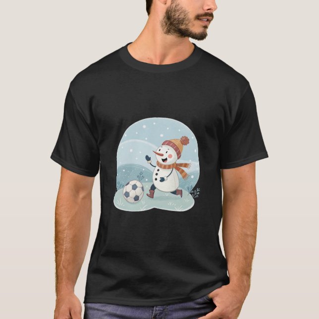 Camiseta Christmas snowman playing soccer (Anverso)