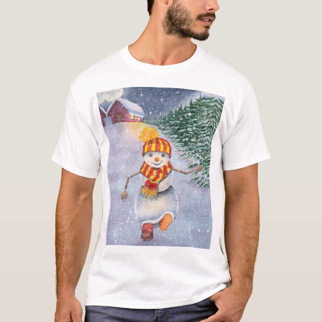Camiseta Christmas snowman walking (Anverso)
