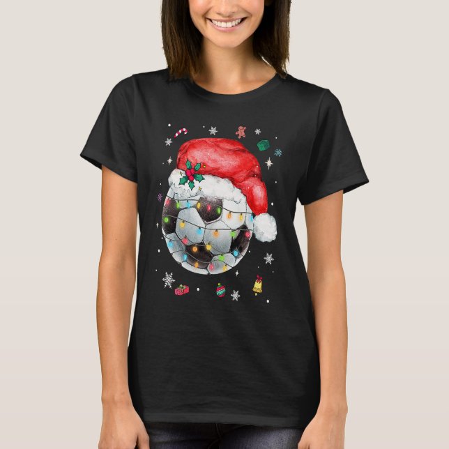Camiseta Christmas Soccer Ball Santa Hat Funny Sport Xmas B (Anverso)