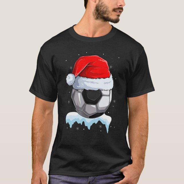 Camiseta Christmas Soccer Ball Santa Hat Funny Sport Xmas B (Anverso)