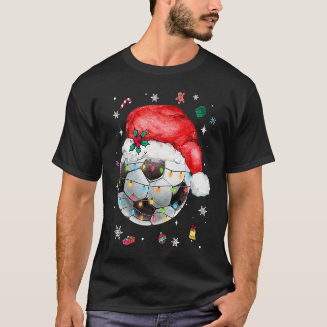 Camiseta Christmas Soccer Ball Santa Hat Funny Sport Xmas B (Anverso)