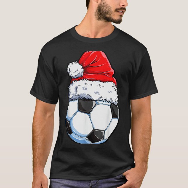 Camiseta Christmas Soccer Ball Santa Hat Funny Srts Xmas Bo (Anverso)