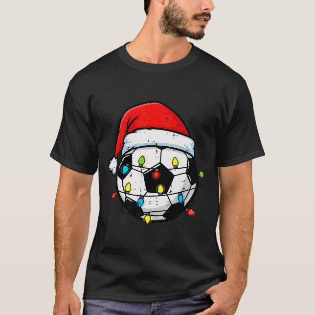 Camiseta Christmas Soccer Ball Santa Xmas Football Srt Men  (Anverso)