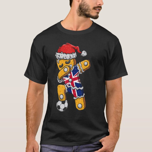 Camiseta Christmas Soccer Boy Dabbing Gingerbread England F (Anverso)