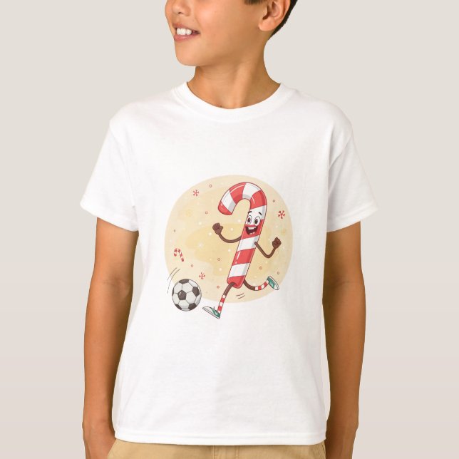 Camiseta Christmas Soccer Player Candy Cane (Anverso)
