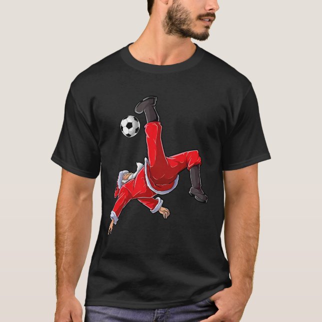 Camiseta Christmas Soccer Santa Funny Bicycle Kick  (Anverso)