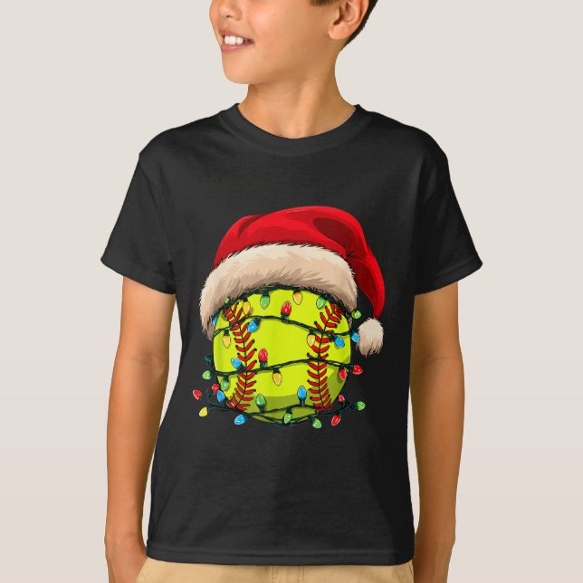 Camiseta Christmas Softball Xmas Santa Srts Hat Mens Womens (Anverso)