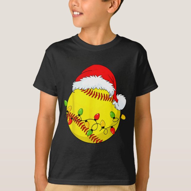 Camiseta Christmas Softball Xmas Santa Srts Hat Mens Womens (Anverso)