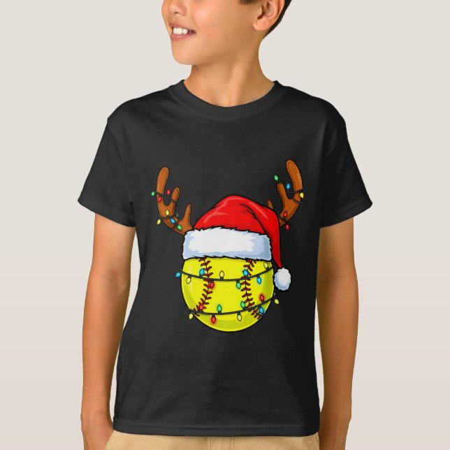 Camiseta Christmas Softball Xmas Santa Srts Hat Mens Womens (Anverso)