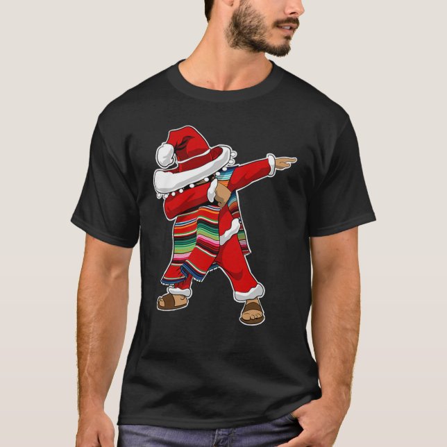 Camiseta Christmas Sombrero Dabbing Mexican Serape Poncho S (Anverso)