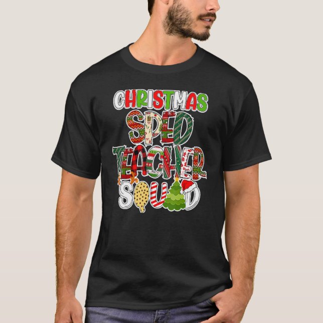 Camiseta Christmas Sped Teacher Squad Red Plaid Teacher (Anverso)
