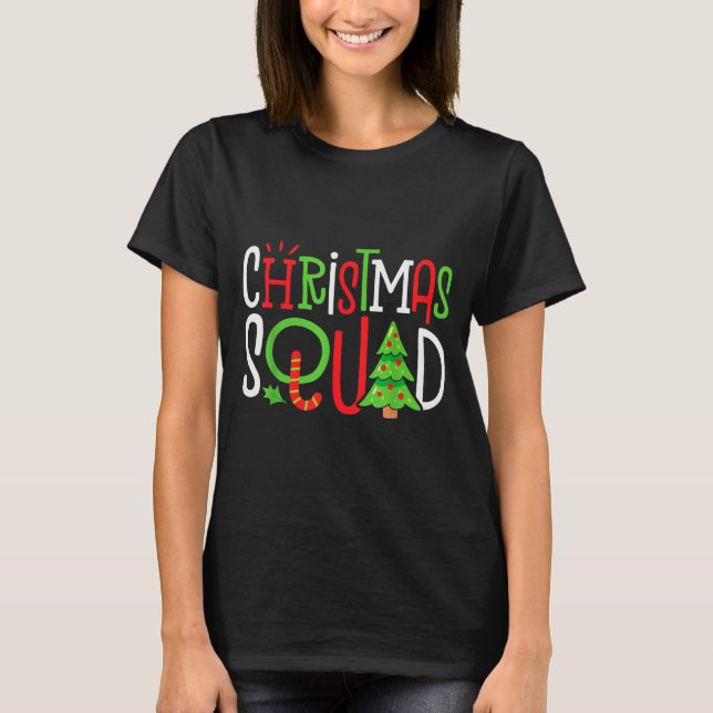 Camiseta Christmas Squad Funny Xmas Tree Family Matching Pa (Anverso)