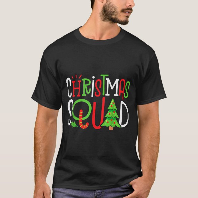 Camiseta Christmas Squad Funny Xmas Tree Family Matching Pa (Anverso)