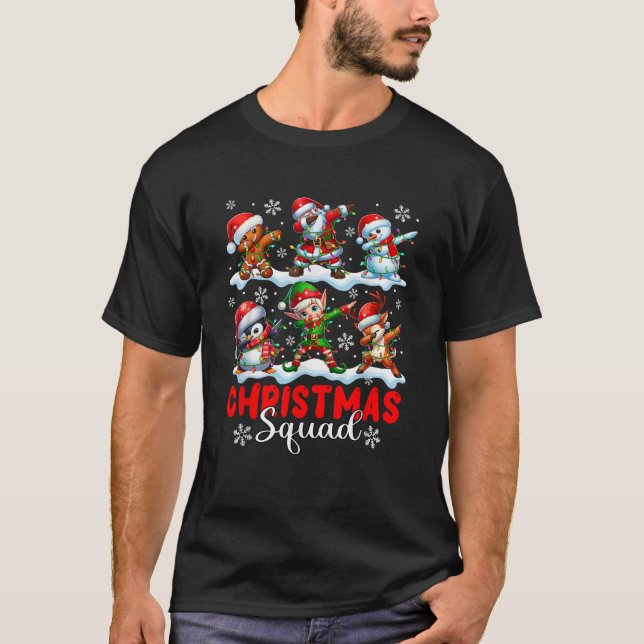 Camiseta Christmas Squad Group Dabbing Gingerbread Santa El (Anverso)