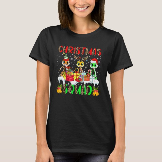 Camiseta Christmas Squad Leopard Three Santa Reindeer Elf S (Anverso)