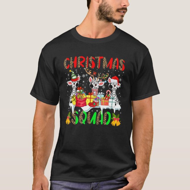 Camiseta Christmas Squad Leopard Three Santa Reindeer Elf Z (Anverso)
