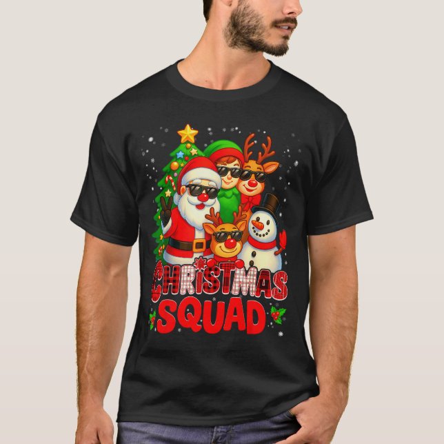 Camiseta Christmas Squad Plaid Santa Snowman Elf Rudolph Xm (Anverso)