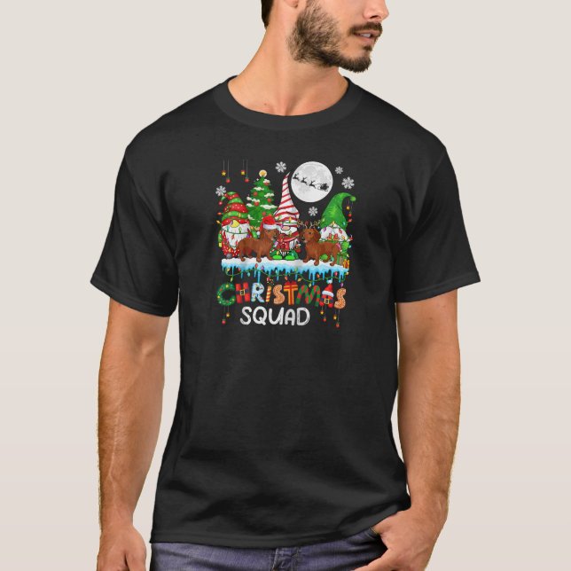 Camiseta Christmas Squad Santa Reindeer Dachshunds with Thr (Anverso)