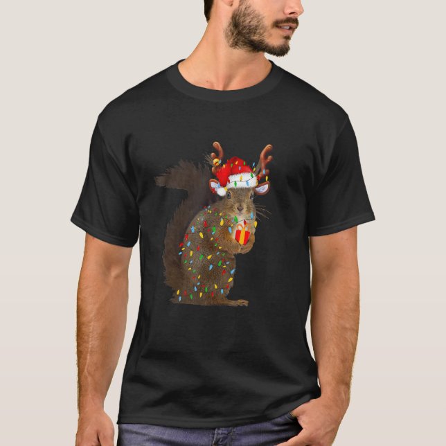 Camiseta Christmas Squirrel Lights  Christmas  Women Kids (Anverso)