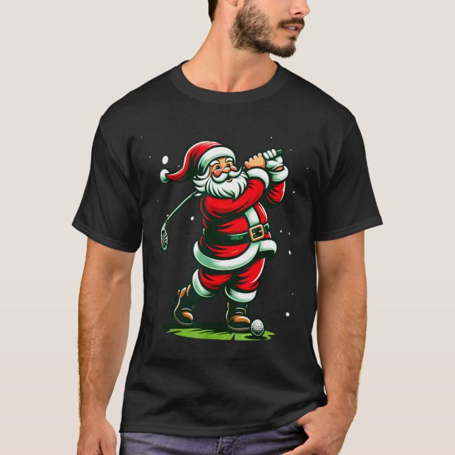 Camiseta Christmas Srts, Santa Plays Golf Xmas Women Men &a (Anverso)