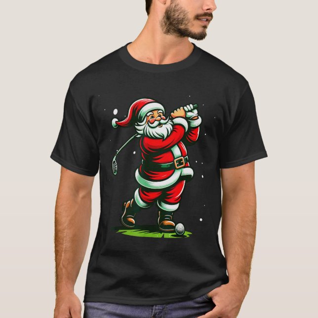 Camiseta Christmas Srts, Santa Plays Golf Xmas Women Men &a (Anverso)
