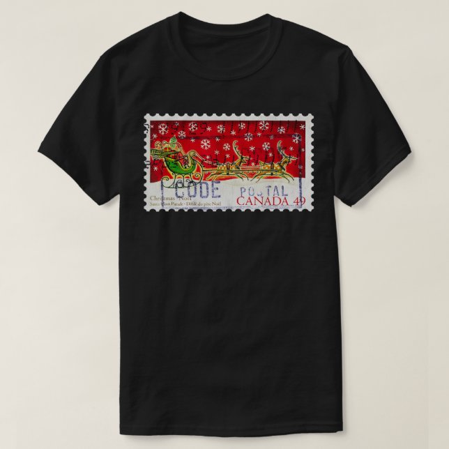 Camiseta Christmas Stamp Canada 49 Cent Sleigh All Day Sant (Diseño del anverso)