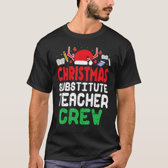 Camiseta Christmas Substitute Teacher Crew Wonderful Xmas P (Anverso)