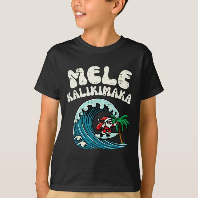 Camiseta Christmas Surfing Santa Mele Kalikimaka Xmas Men B (Anverso)
