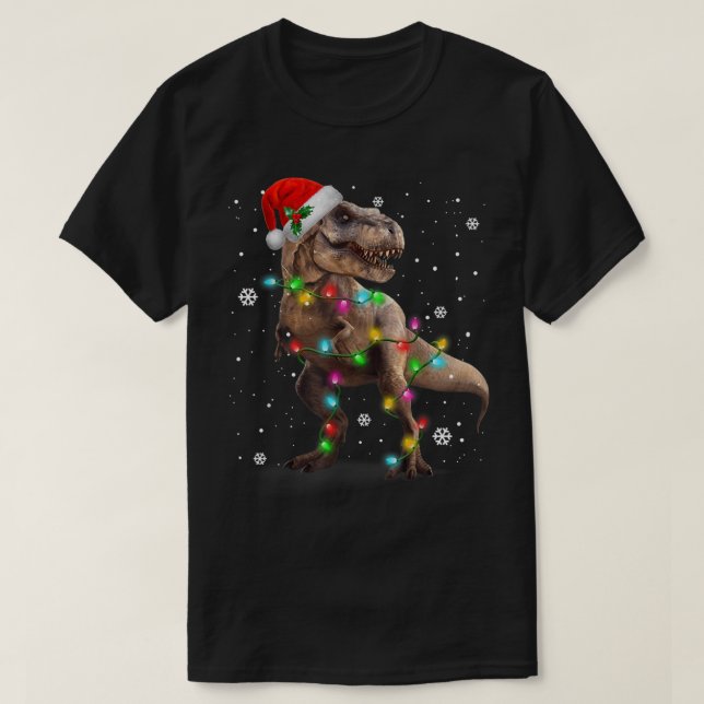 Camiseta Christmas T-Rex Dinosaur Funny Holiday Shirt (Diseño del anverso)