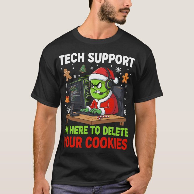 Camiseta Christmas Tech Support Here to Delete Cookies  (Anverso)