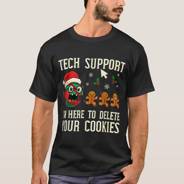 Camiseta Christmas Tech Suprt Here To Delete Cookies It Men (Anverso)