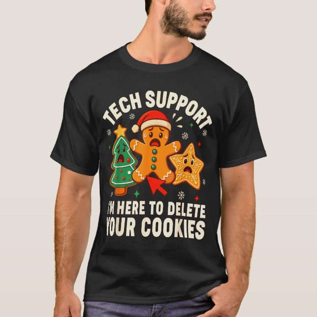Camiseta Christmas Tech Suprt Here To Delete Cookies Xmas M (Anverso)