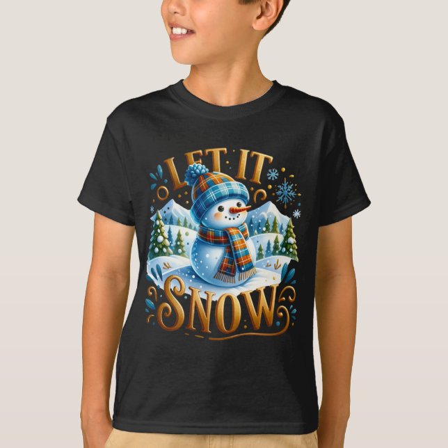 Camiseta Christmas Theme Let It Snow Cute Snowman T Shirt  (Anverso)