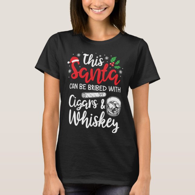 Camiseta Christmas This Santa Can Be Bribed With Cigars Whi (Anverso)