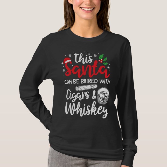 Camiseta Christmas This Santa Can Be Bribed With Cigars Whi (Anverso)