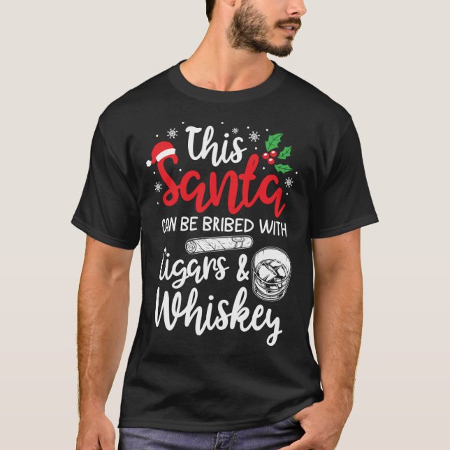 Camiseta Christmas This Santa Can Be Bribed With Cigars Whi (Anverso)