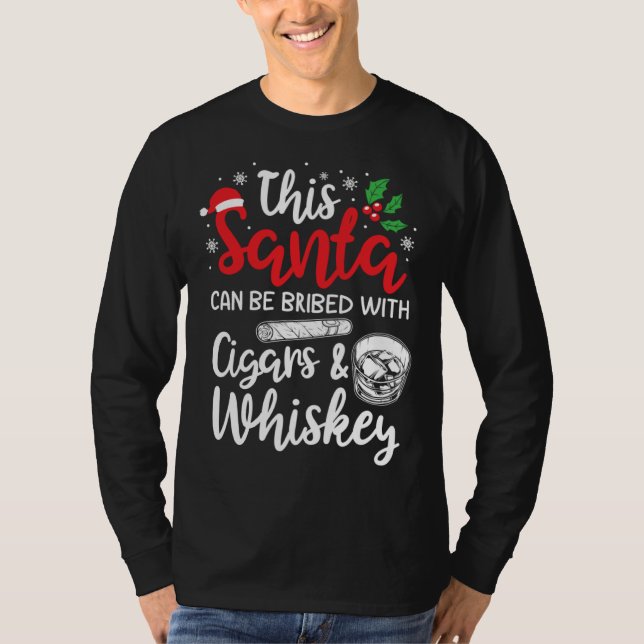 Camiseta Christmas This Santa Can Be Bribed With Cigars Whi (Anverso)