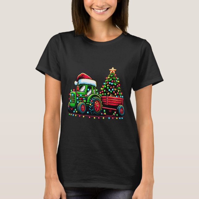 Camiseta Christmas Tractor Boys Santa Xmas Farm Truck  (Anverso)