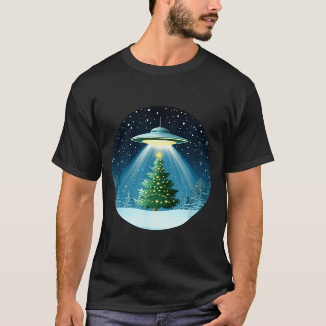 Camiseta Christmas Tree Beamed By Ufo For Interstellar Holi (Anverso)