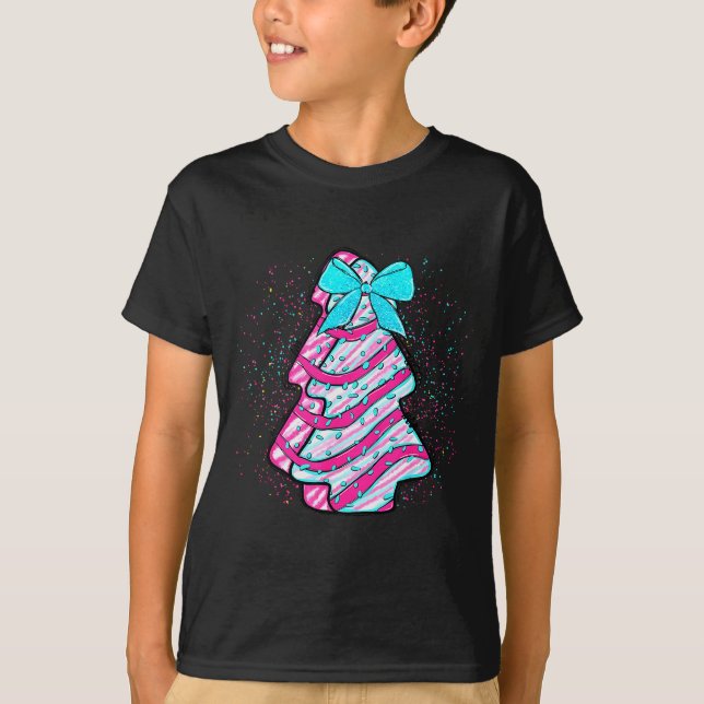 Camiseta Christmas Tree Cake Coquette Bow Xmas Matching Fam (Anverso)