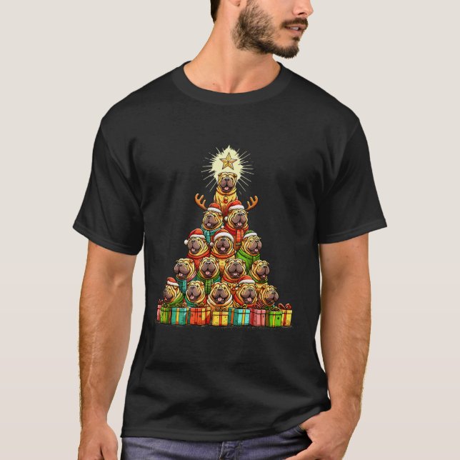 Camiseta Christmas Tree Chinese Shar-pei Shar Pei  (Anverso)
